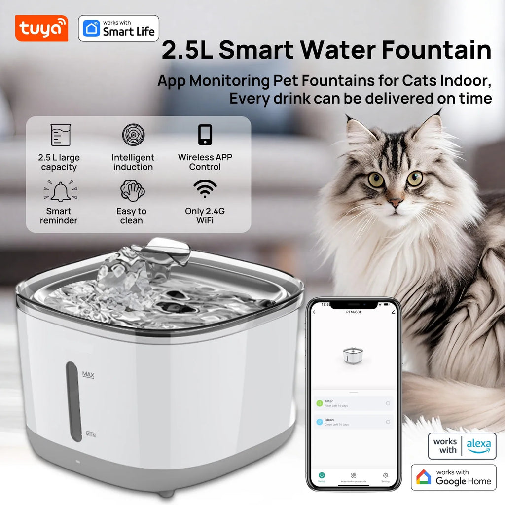 Cat Water Fountain — Whisper-Quiet Fresh Flowing Water